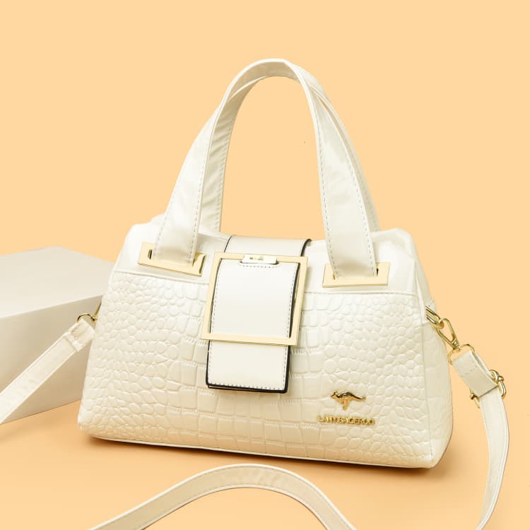 Glossy Boston Handbag One Shoulder Crossbody Women s Bag белый