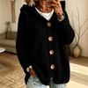 Damen Kapuzen Strickjacke Oversized Knopfleiste Langarm Lockerer Schnitt Lässige Pulloverjacke
