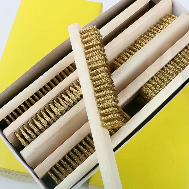 3/12Pcs Heavy Duty Copper Wire Brush Set Sturdy Handle Wire Brushes for Paint Removal Rust Cleaning Metal Polishing Hand Tools