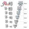 Fine 925 Sterling Silver Jewelry Earrings Clear Cubic Zircon 3MM 4MM 5MM 6MM 7MM 8MM Mix Size 6 Pairs Women Men Ear Accessories