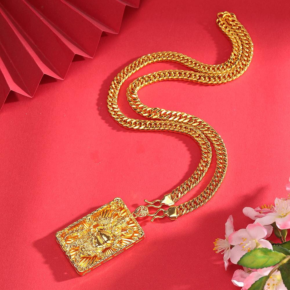 Guan Gong God of Wealth Male Tag Domineering Necklace Pendant Safe Cuban Chain Jewelry