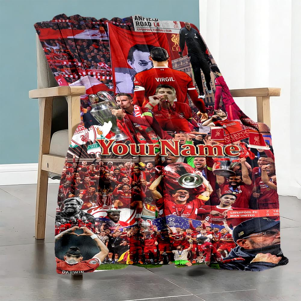 Liverpool Customize Your Name Blanket Gift Customizable Blanket Soft Warm Cozy Throw For Sofa Picnics Livingroom Chair Ideal for All Seasons
