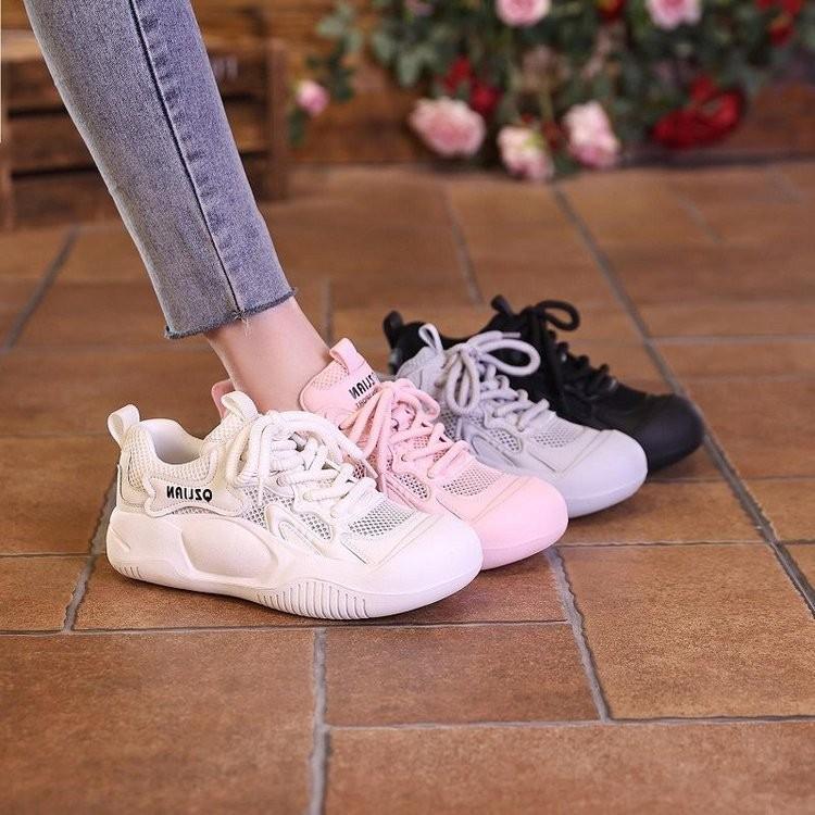 Mesh Thick Soled Breathable Sneakers Girls Soft Soles Lightweight Running Shoes