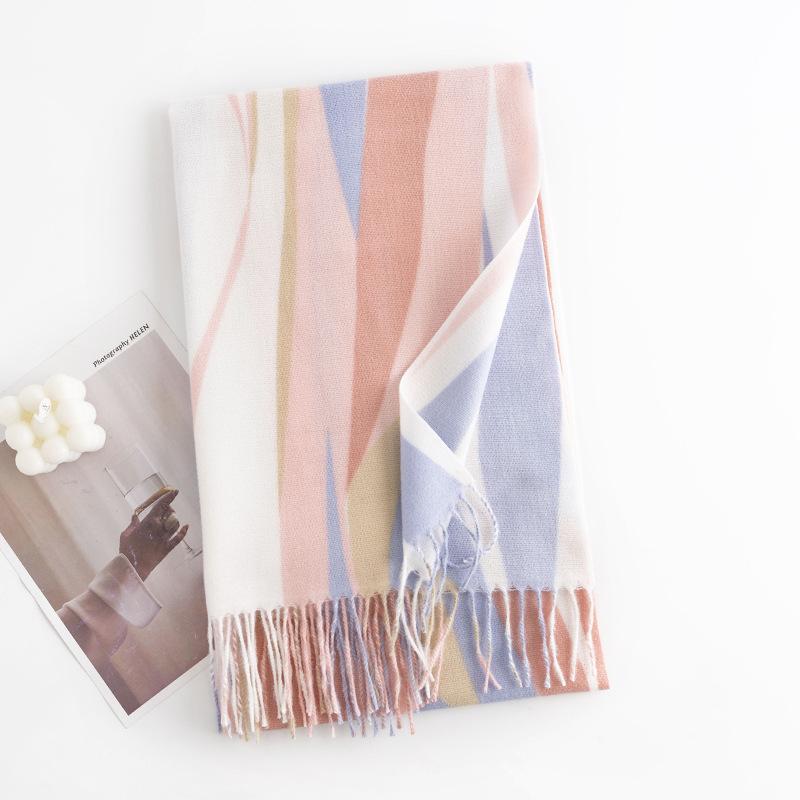 Dopamine Long Warm Windproof Shawl Scarf High End Striped Scarf for Women Korean Style Atmosphere Versatile Temperament
