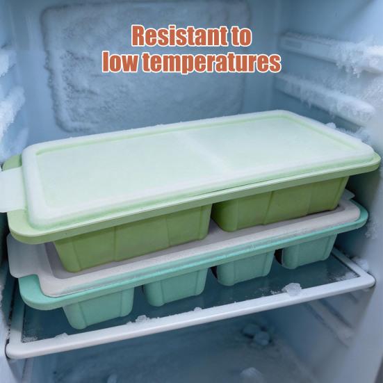 Silicone Freezer Tray with Lid Food-Grade Ice Cube Mold Easy-Release Leak-Proof Stackable