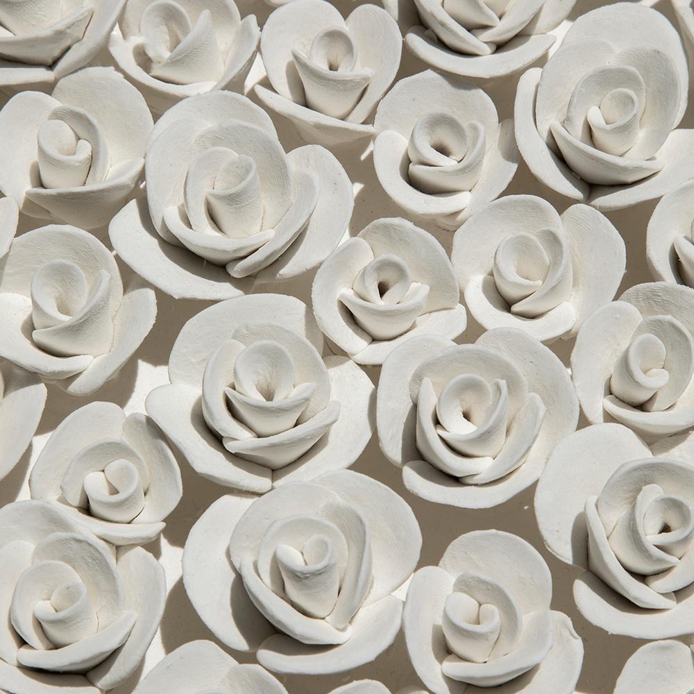 Ceramic Hand-made Petal Pendant Background Wall Decoration Embossed Rose Hanging Picture Adornment Home Accessories
