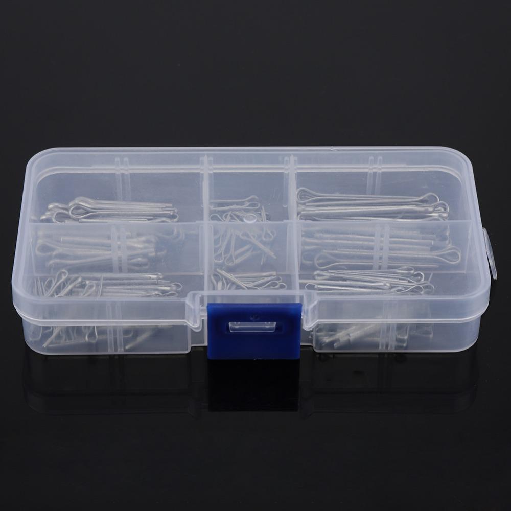 175Pcs Galvanized Steel Split Pin Set 175-piece Assorted Sizes Split Pins Kit Open-type Hard-shell Steel Fasteners Set