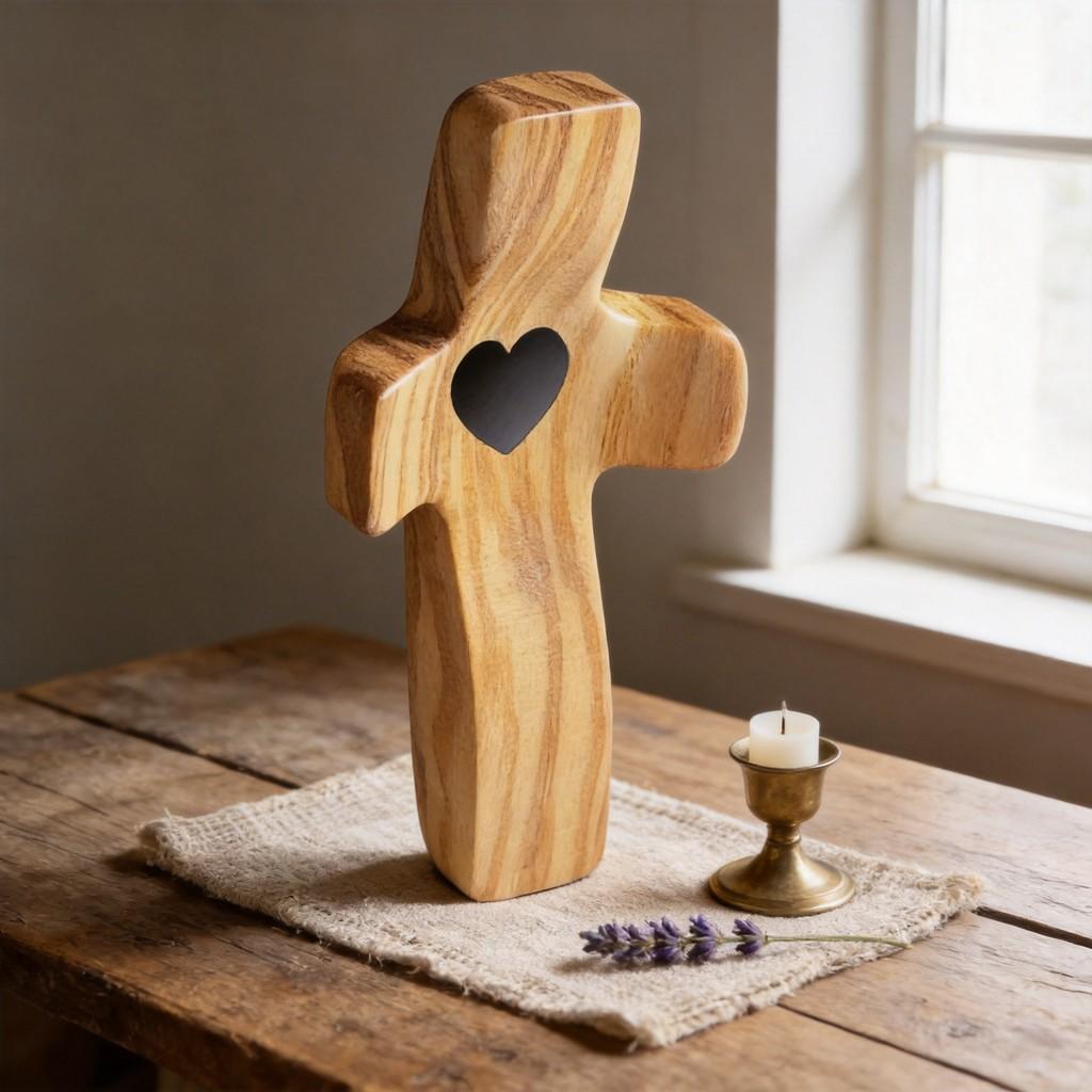 Black Walnut Cross Hand Carved Wooden Religious Pendant For Easter Gift