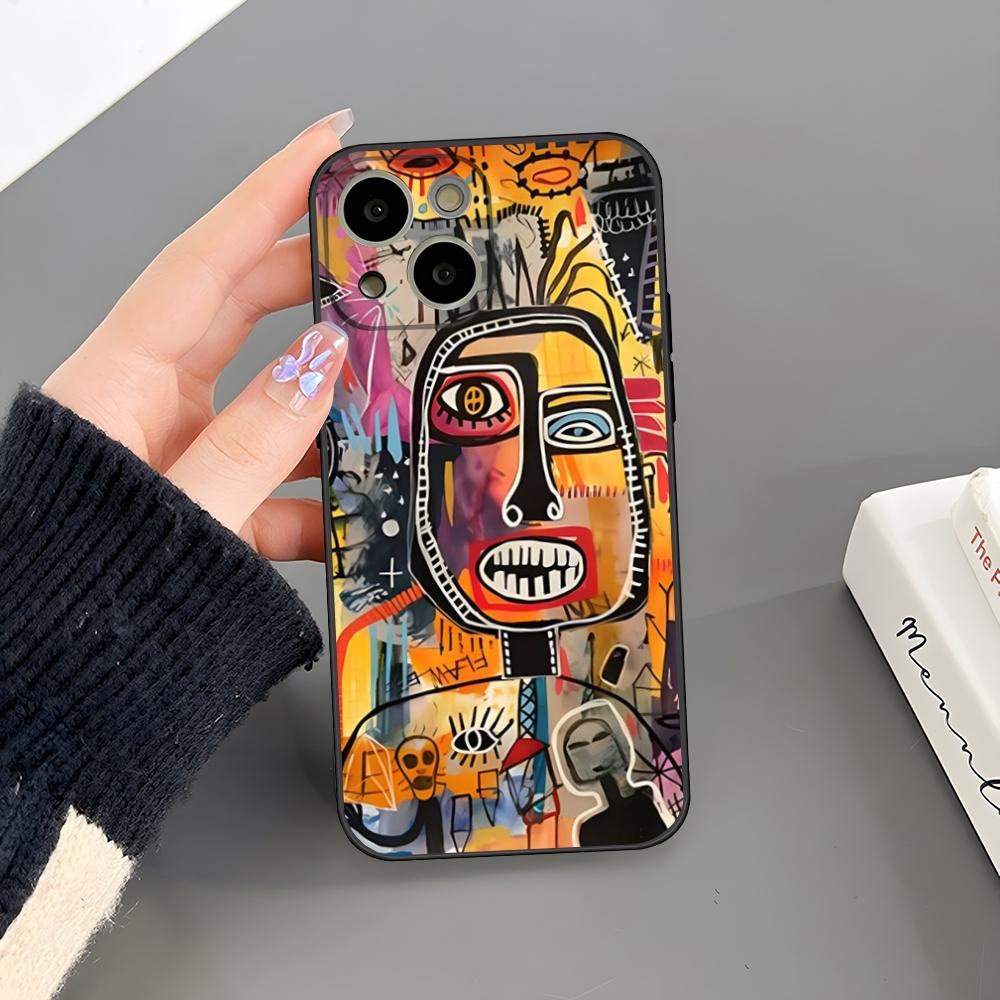 B-Basquiat Art Graffitis Phone Case For Iphone 15 Pro Max 14 Pro 16 Plus 12 13 11 Xr X Xs 8 7 Plus Silicone Back Cover