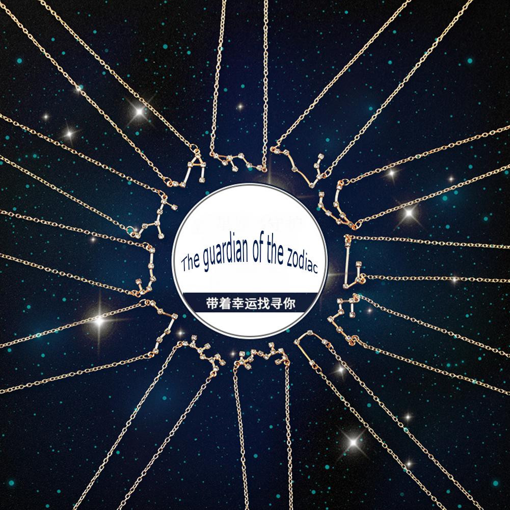 Women Necklace Zircon Pendant Twelve  Short Clavicle Chain