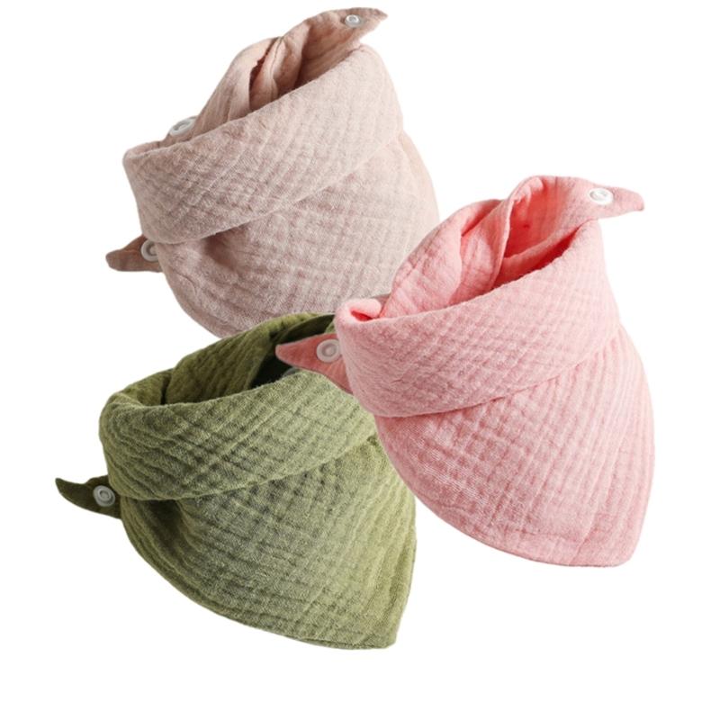 3Pcs/lot Baby Muslin Bibs Soft Cotton Solid Color Bibs Saliva Towel Boys Girls Feeding Apron Bandana Drool Stuff Bibs