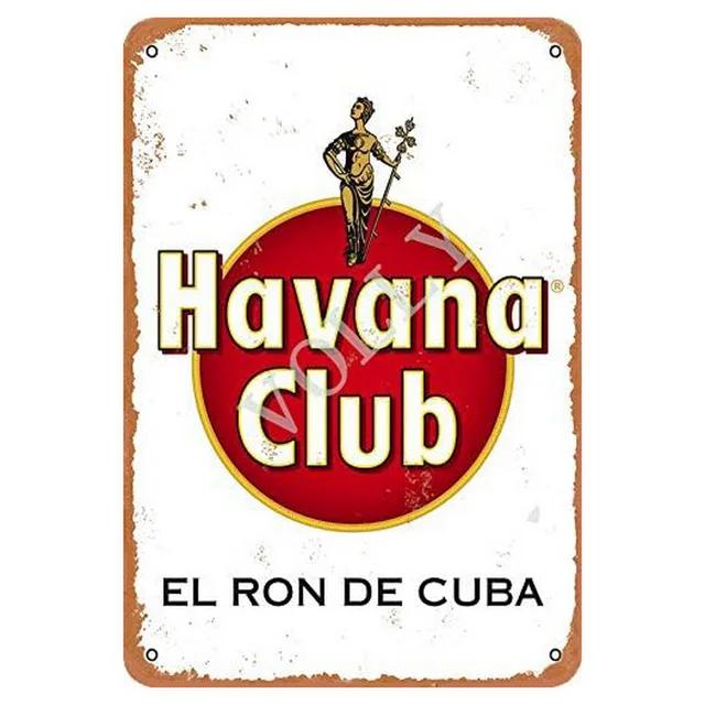 Havana Club Vintage Kovová Plechová Znamení Retro Nástěnná Dekorace pro Pánskou Jeskyni Domov Kavárna Zahrada Klub Bar Hospoda Železná Malba Umělecký Plakát