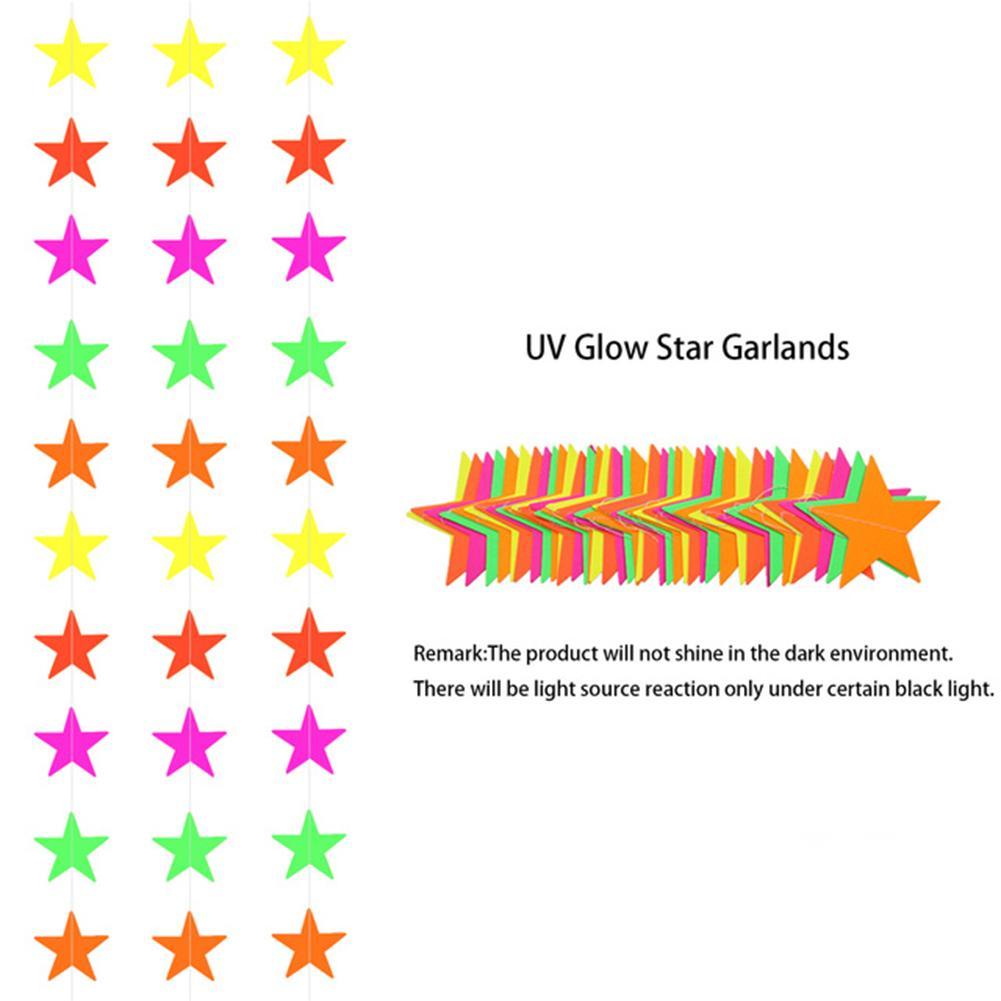 Round Pentagram Shape Fluorescent Party Drawing Banner Glow PVC Material Party Decor For Black Light Party Neon Theme Party