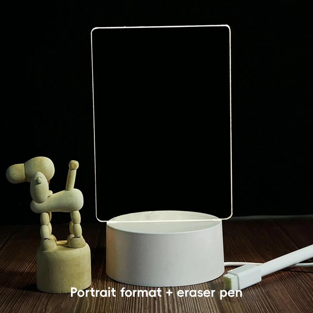3D Sticky Note Message Board Home Decor Night Light USB Charging Warm Light Desk Bedside Lamp Kids Girlfriend Gift