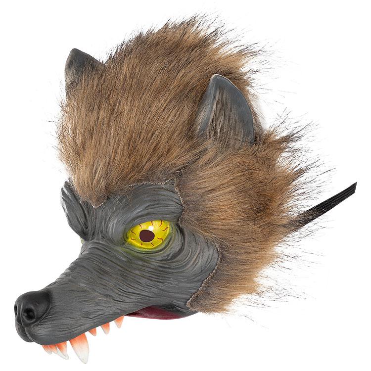 Terrifying wolf animal headgear, party latex mask One size fits all adults серый