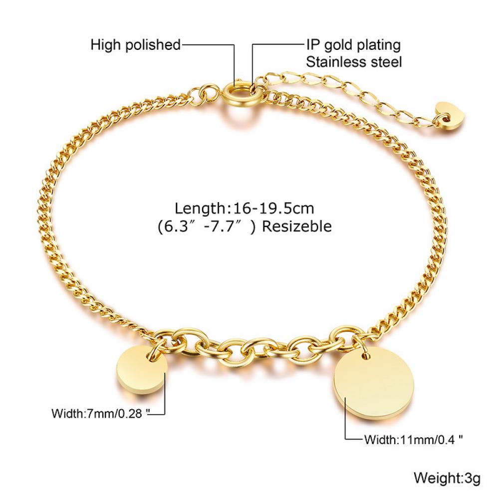 Women Jewelry 18K Gold Travel Bracelet Curb Link Chain Cross Moon Zircon Charm Bracelet