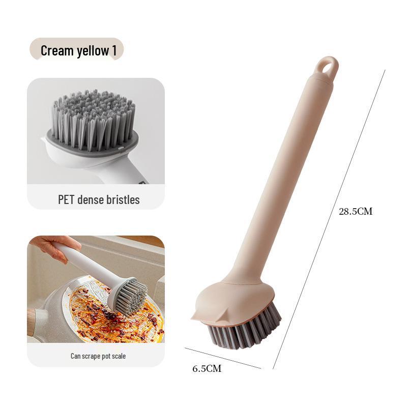 Integrated Rotating Pot Brush - Multi-functional Non-stick Cleaning Brush with Long Handle жёлтый/кремовый