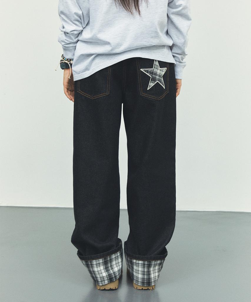 CAVISH W Check Denim Pants Black(Cv2Fffd110A)