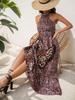 2025 European/American Halter Neck Sleeveless Leopard Butterfly Patchwork Beach Dress