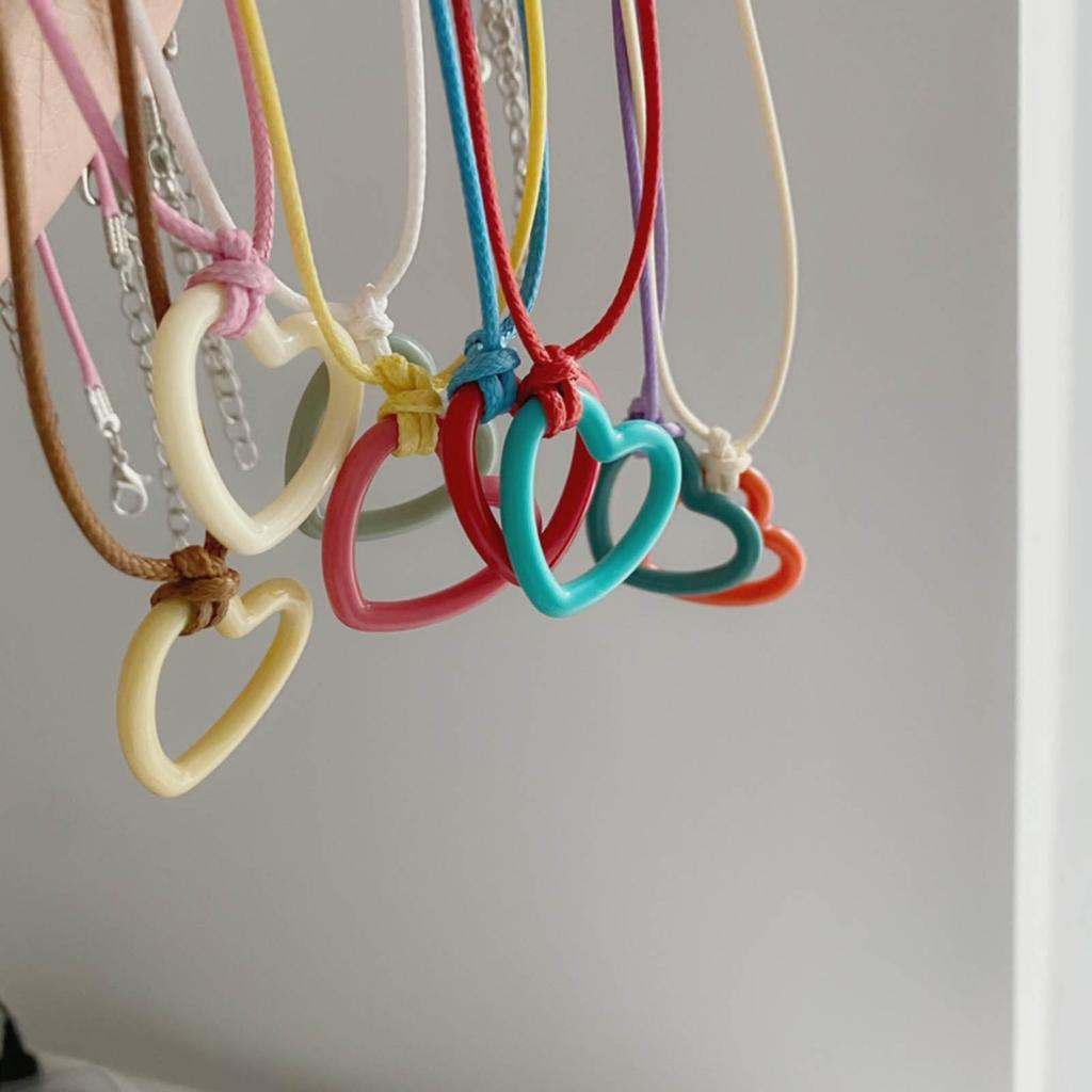 Colier cu pandantiv inimă din rășină la modă Lanț claviculă dulce și cool Colier choker simplu Bijuterii Lanț de gât cu șnur colorat