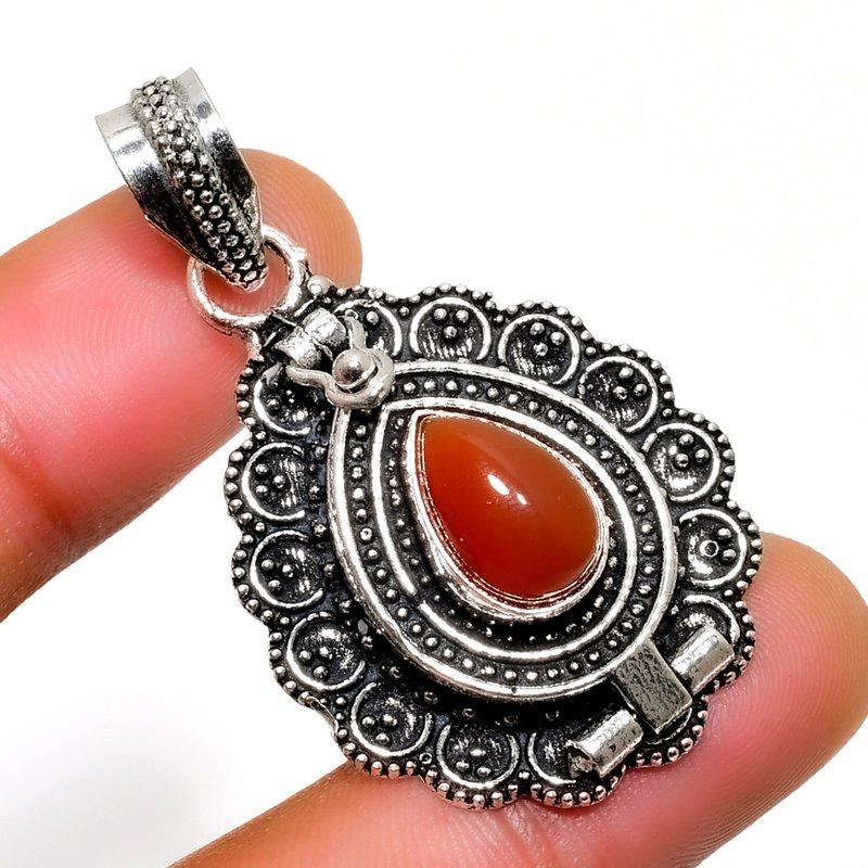 

Ювелирный кулон ручной работы с сердоликом 925 пробы, посеребренный, 1,70 дюйма 1.70 красный