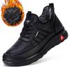 Men's Winter Fleece Lined Canvas Shoes, Warm Soft Sole Lightweight Walking Sneakers, Comfortable Casual Shoes for Middle-Aged and Elderly Men