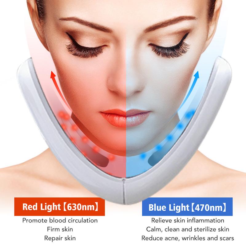 Masaj de lifting facial EMS Terapia cu LED-uri fotonice Vibrații pentru slăbire facială Barbie dublă Eliminați linia maxilarului Lifting facial Obraz în formă de V