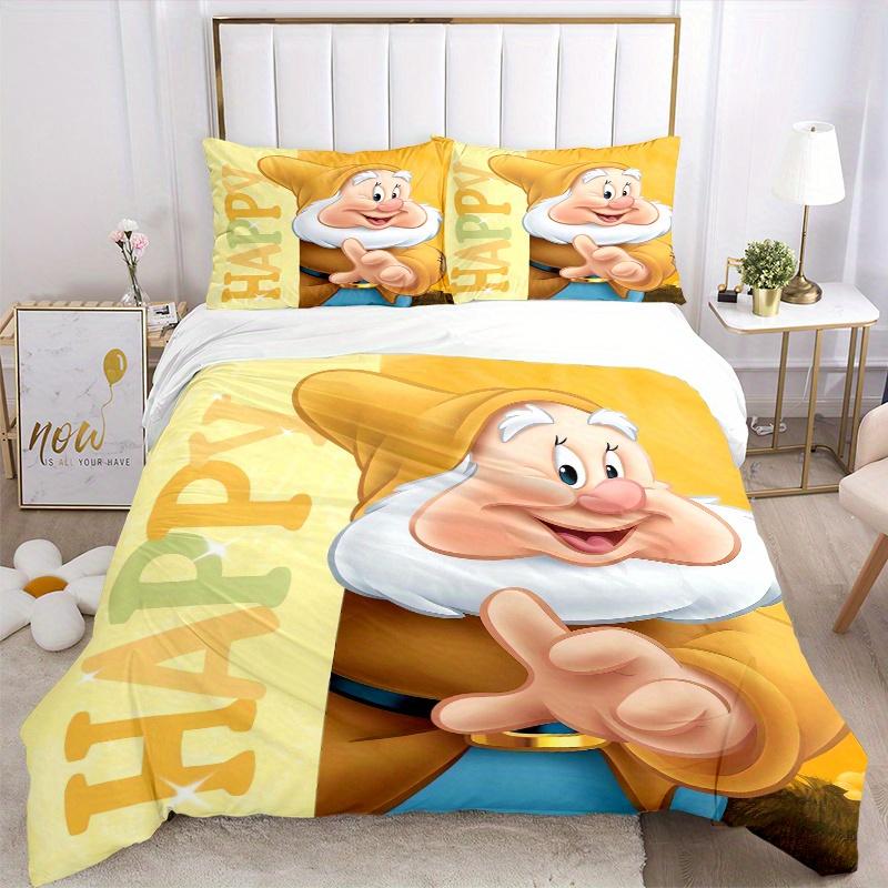 3pcs Happy Dwarfs Print Bedding Set (1 Cover + 2 Pillowcases, Without Inserts) D041