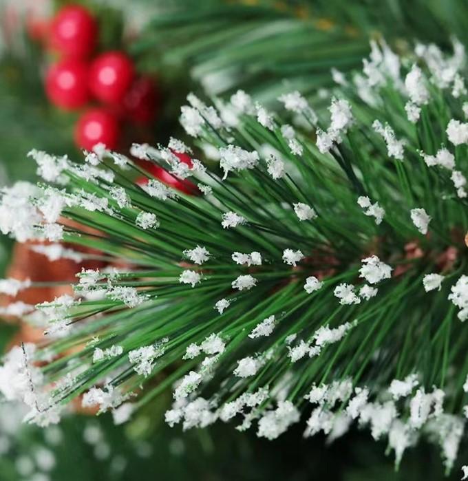 Green Christmas tree with pine cones, rowan berries and snow-covered tips StarryLights 180 cm x 82 cm