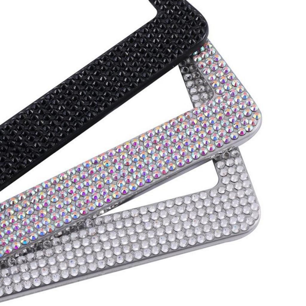 1 szt. Ramka na tablicę rejestracyjną samochodu Błyszcząca kryształowa ramka na tablicę rejestracyjną Amerykańska ramka na tablicę rejestracyjną Ramka na tablicę rejestracyjną ze stali nierdzewnej Akcesoria samochodowe