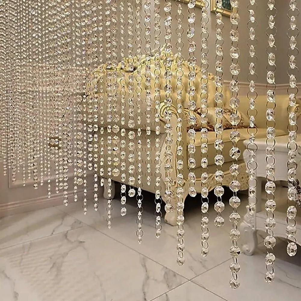 DIY 5Meters Octagonal Bead Curtain Acrylic Crystal Garland Strand Clear Hanging Gems Bead Strands Party Decorations