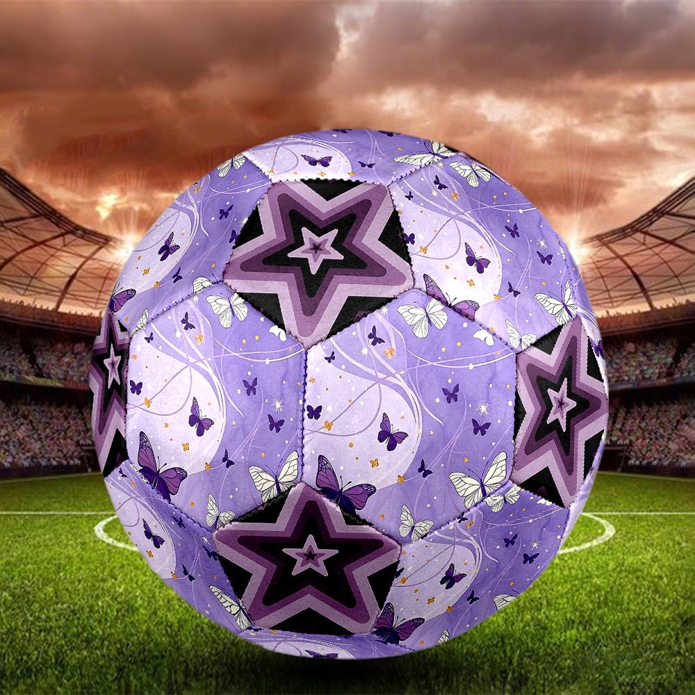 1PC Butterfly Dreams Purple Star Soccer Ball Size 5 Football Machine Sewn Indoor/Outdoor Universal Football A42
