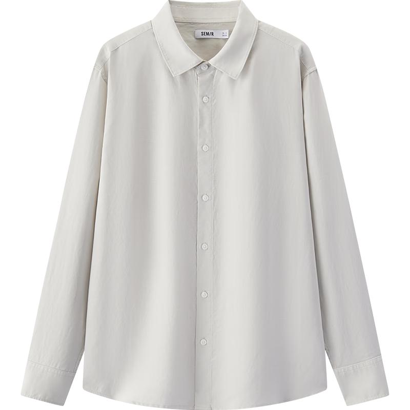 Semir Men s Summer Loose Fit Long Sleeve Lapel Shirt L