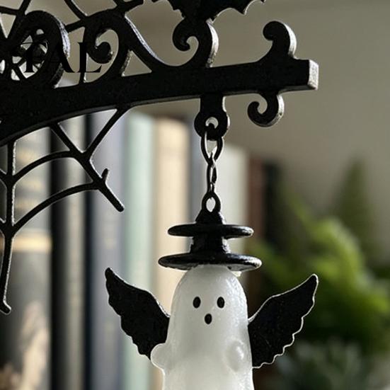 Black Metal Stand Decor Library Lantern, Mini Decorative Bookshelf Lamp, Spooky Pumpkin Ghost Hat Reading Nook Halloween Lanterns LED Nightlight,