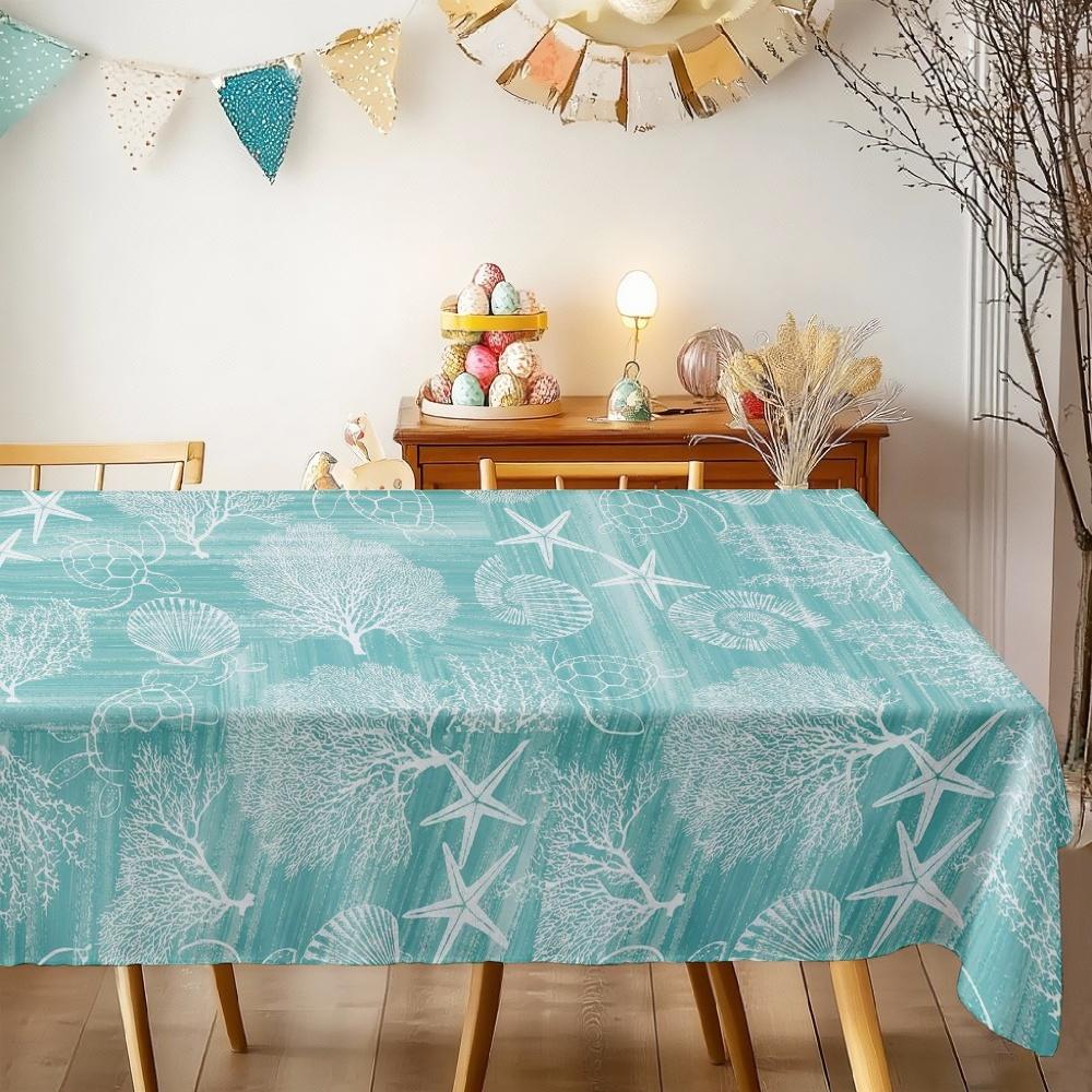 Oceanic Sea Life Rectangle Tablecloth for Table Decor Holiday Party Waterproof Reusable Tablecloths for Table Kitchen Dining
