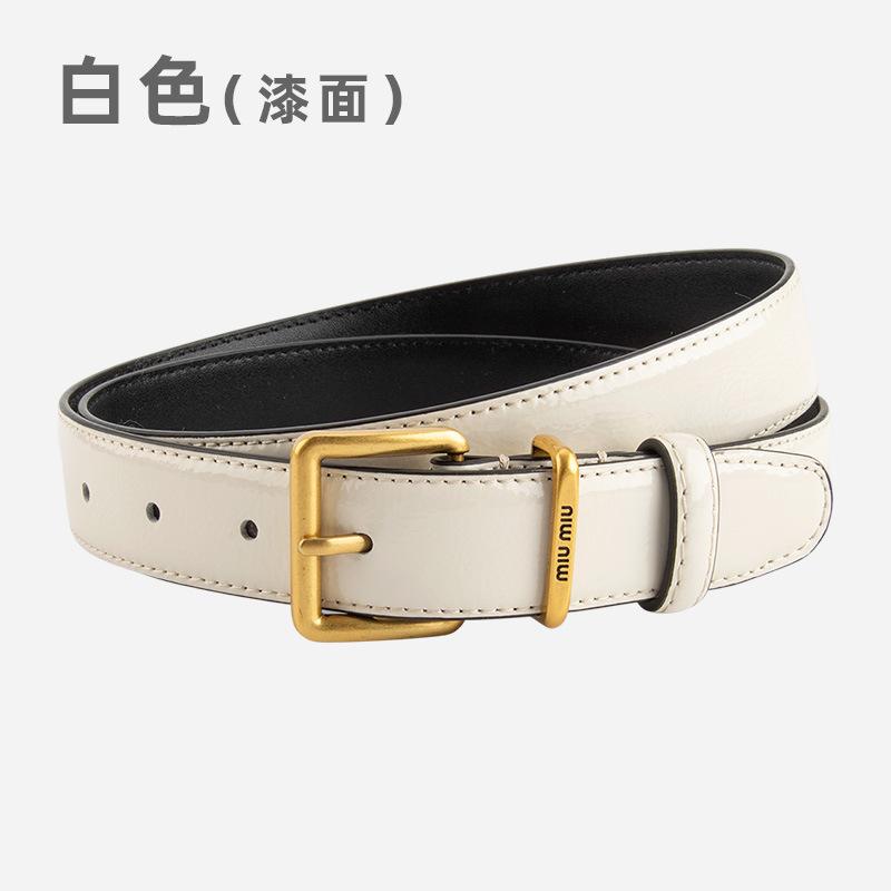 Women S Leather Belt Lacquered First Layer Cowhide Premium Pin Buckle Jeans Women S Belt 105cm