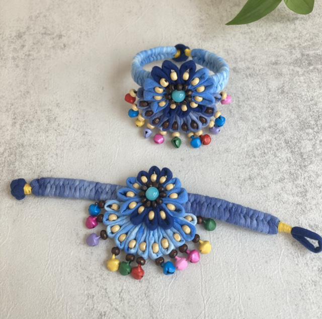 Yunnan Dali Handgefertigtes Ethnisches Batikstoff-Armband - Blau & Weiß Reiseschmuck