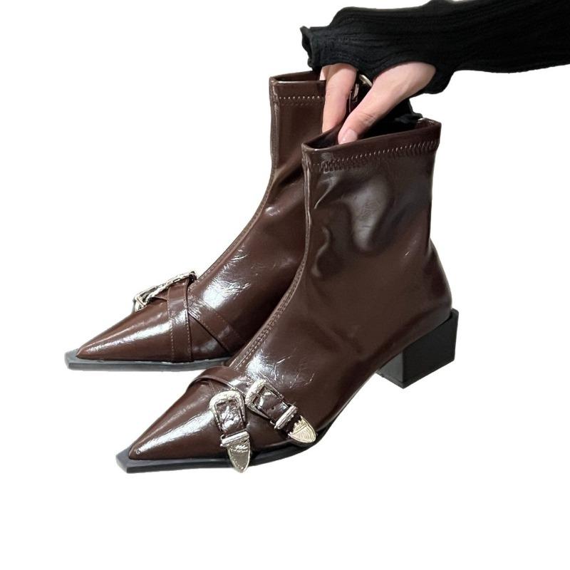 Pointed Short Boots Women's Autumn New Elastic Chelsea Thin Boots High-end Small Ankle Boots