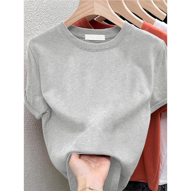 2026 Fashionable Women's Coffee Cotton Brushed Short-Sleeve T-Shirt - Versatile & Age-Reducing for Spring, Summer, Autumn