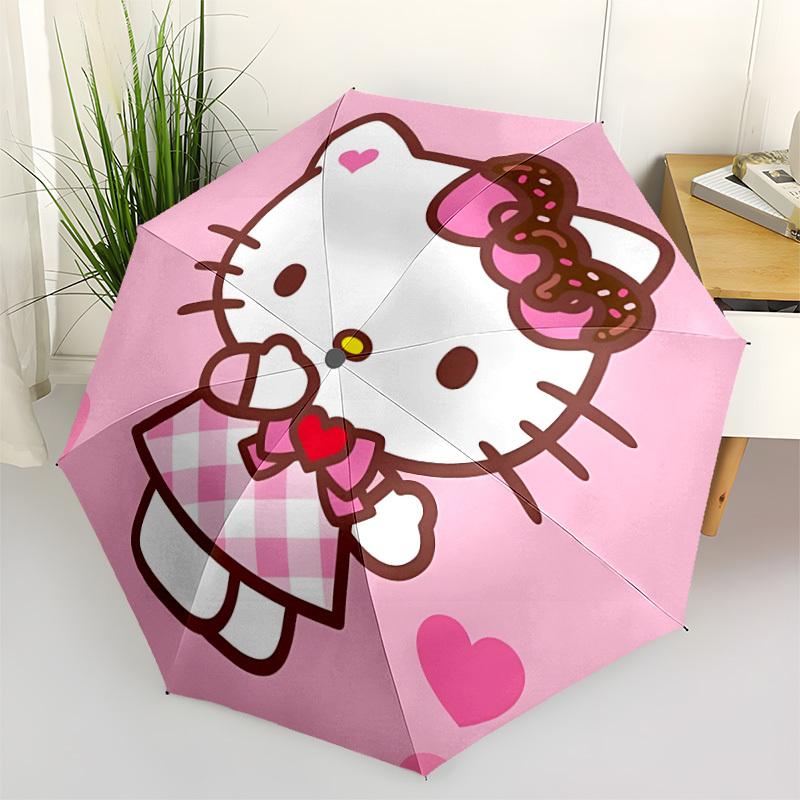 

1pc Hello Kitty Automatic Folding Umbrella - 8-Rib Durable Iron Frame, Compact Portable for Daily Travel, Intricate Patterns yy251125255