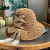 2026 New Women's Braided Straw Fisherman Hat UPF50+ Breathable Summer Beach Vacation Sun Protection Wide Brim Adjustable