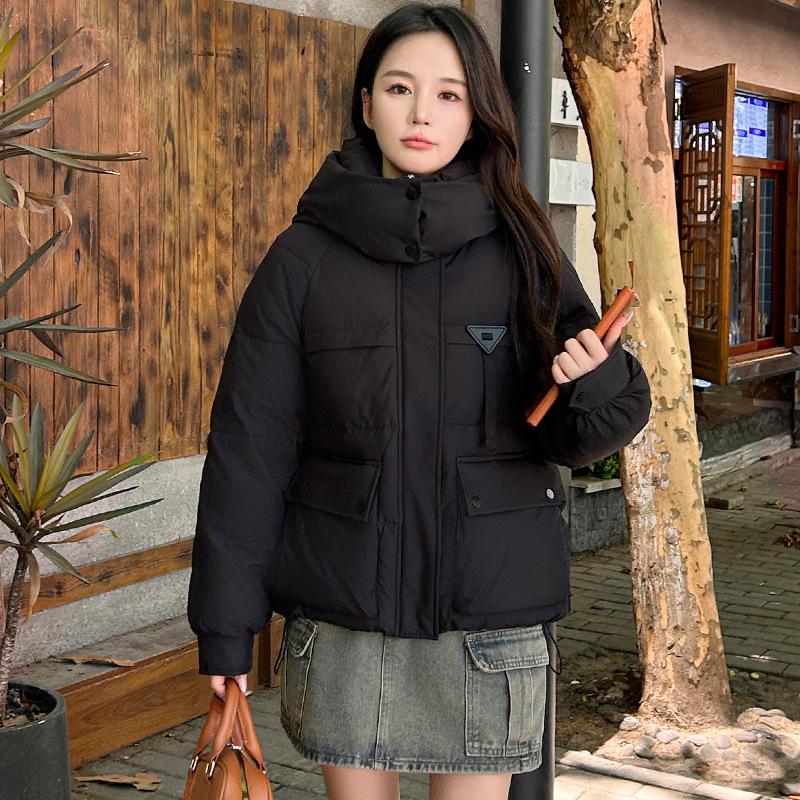 2025 winter new short women's cotton jacket, down cotton jacket, padded jacket, explosive jacket, loose and thickened warm hood
