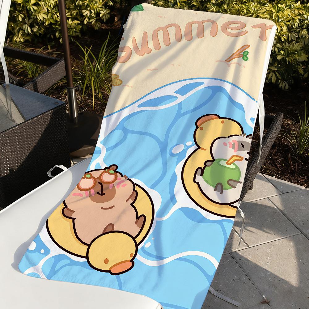 Cartoon Capybara Summer cute Towel Quick Drying Beach Towels Are Suitable For Swimming Pools Camping Yoga And The Gym