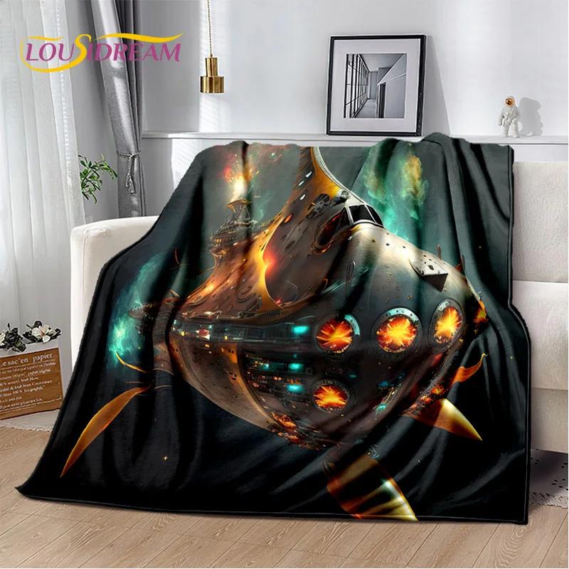 Spaceship  Spacecraft Universe UFO Blanket,Flannel Soft Throw Blanket for Home Bedroom Bed Sofa Picnic Office Hiking Kids Cover