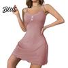 Lace Pajamas Women's Sexy Nightgown Sleeveless Spaghetti Strap Delicate Camisole Ribbed Chemise Sleepwear Soft Babydoll