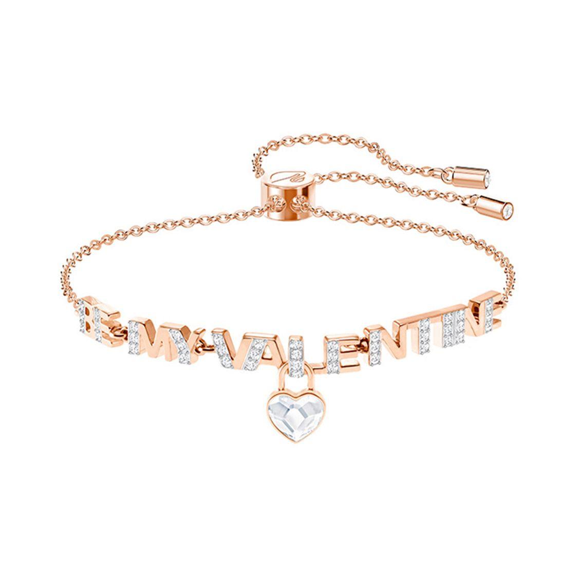 Swarovski Melt Your Heart Romantic Exquisite Heart Letter Bracelet Women bracelet Rose-Gold 5446017 Box (Random Color)
