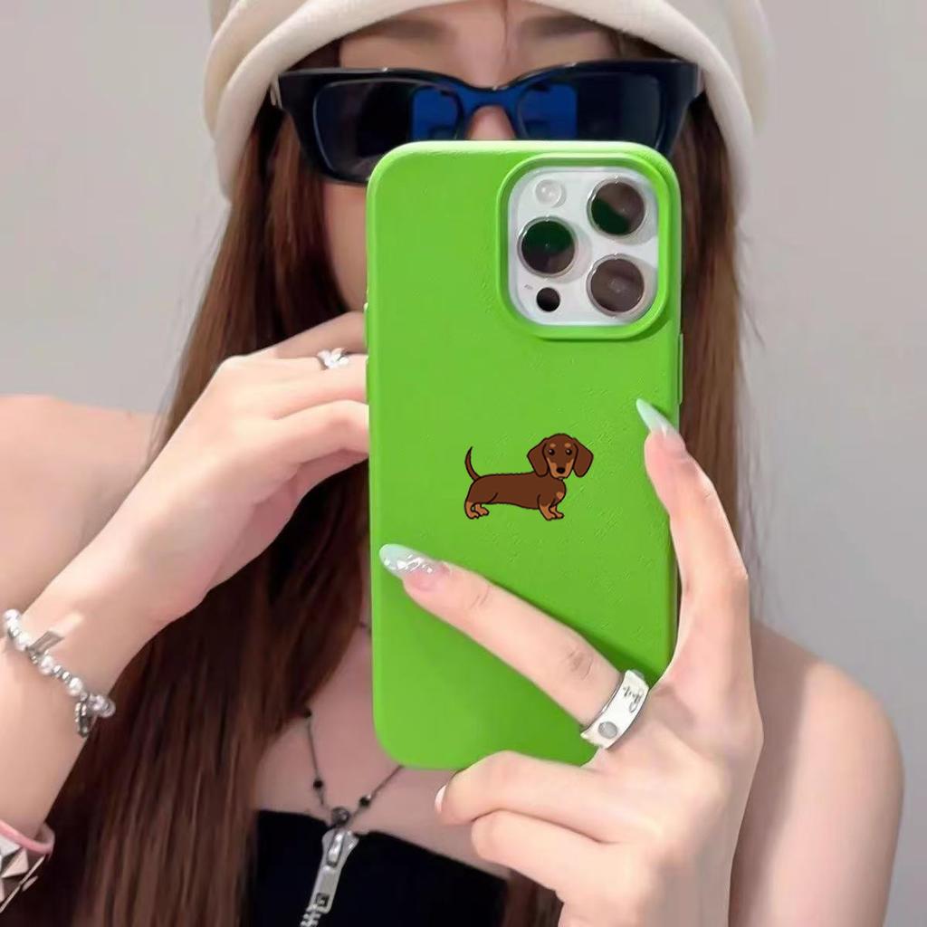 Phone Case For iPhone 11 12 13 14 15 16 17 Pro Max XS X XR 16E 16 Plus 17 Air Minimalist Brown Dachshund Pattern Soft TPU Cover