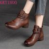 Fashion GKTINOO Woman Boots 3cm Cow Genuine Leather Natural Comfy Spring Autumn Ankle Flats Mid Calf Booties Moccasins Loafer Soft Shoes