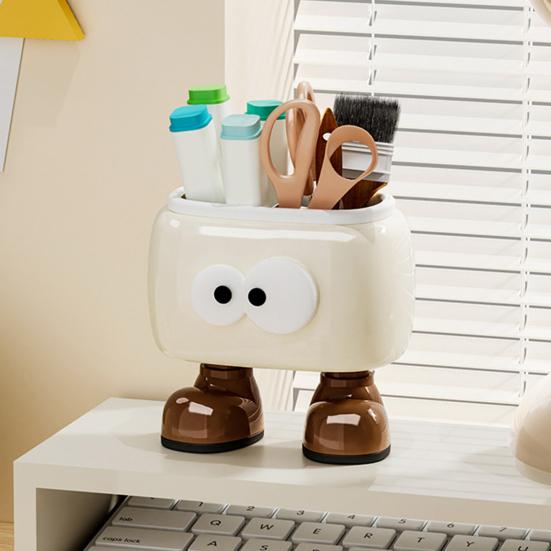 Dávkovač párátek Držák na tužky Kreslený design Multifunkční 2 přihrádky Krytý držák na párátka Stolní úložný box