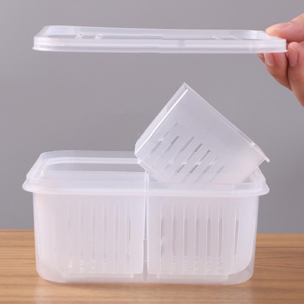 Küchen-Organizer-Boxen 4 Fächer Lebensmittel-Aufbewahrungsbehälter Mit Deckel Lebensmittelqualität Kühlschrank-Aufbewahrungs-Organizer Zubehör